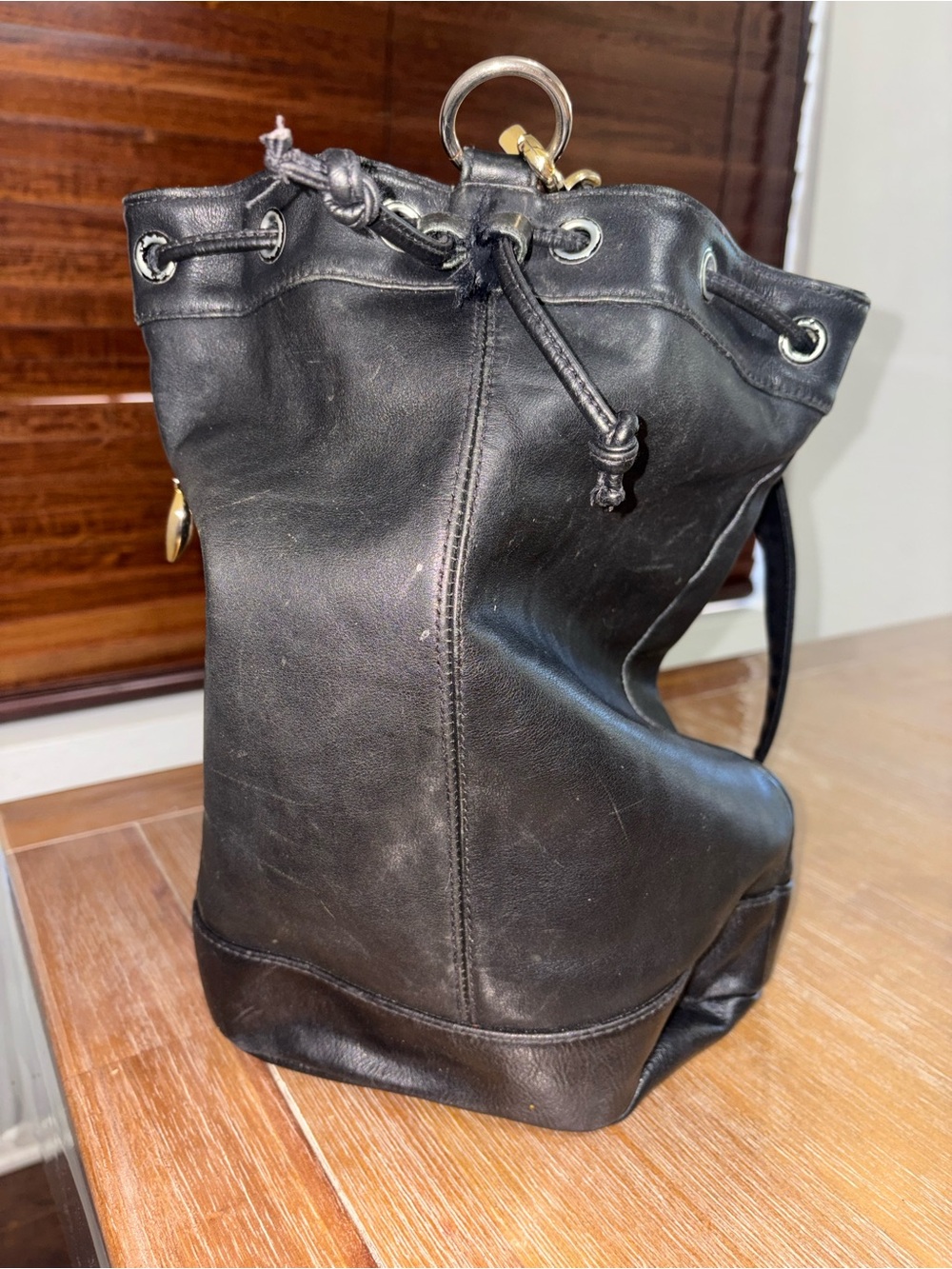 Jennifer Moore Bucket Shoulder Bag Black Leather